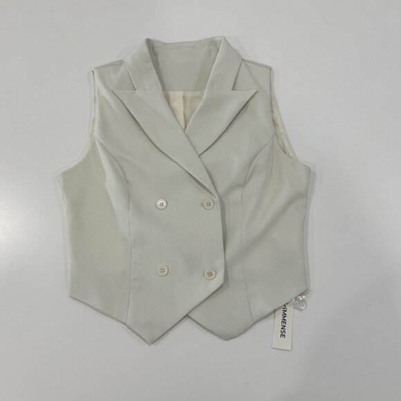 Commense Suit Waistcoat With Pleated Mini Skirt Set  White NWT, Size M - Picture 6 of 16